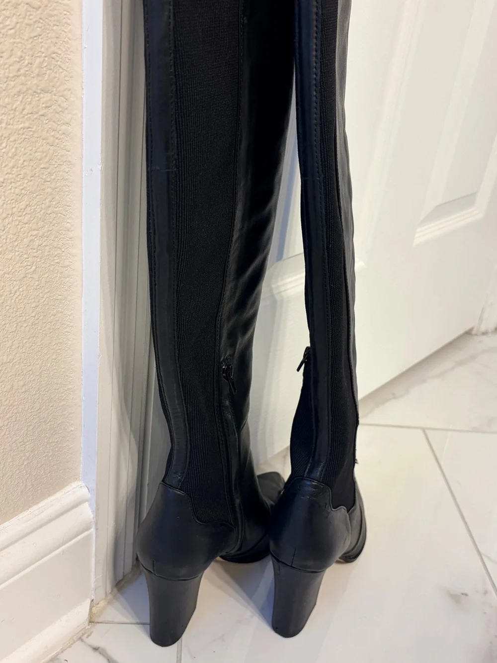Sam Edelman Natasha Over The Knee Leather Boots Black 8